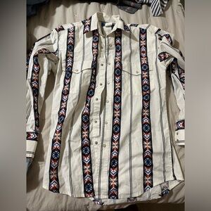 Wrangler Aztec print pearl snap